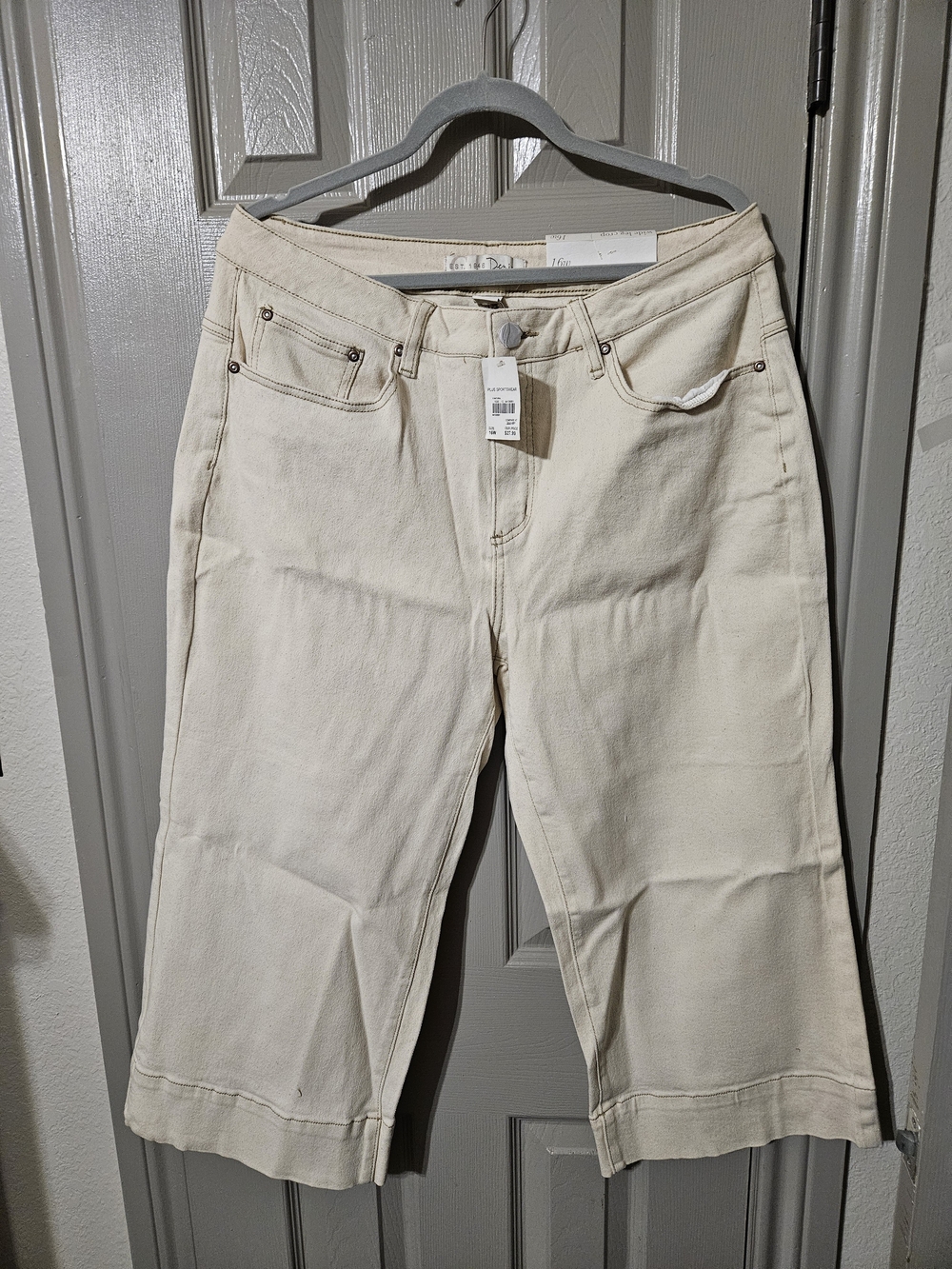 Cato Cream Cropped Wide-Leg Jeans